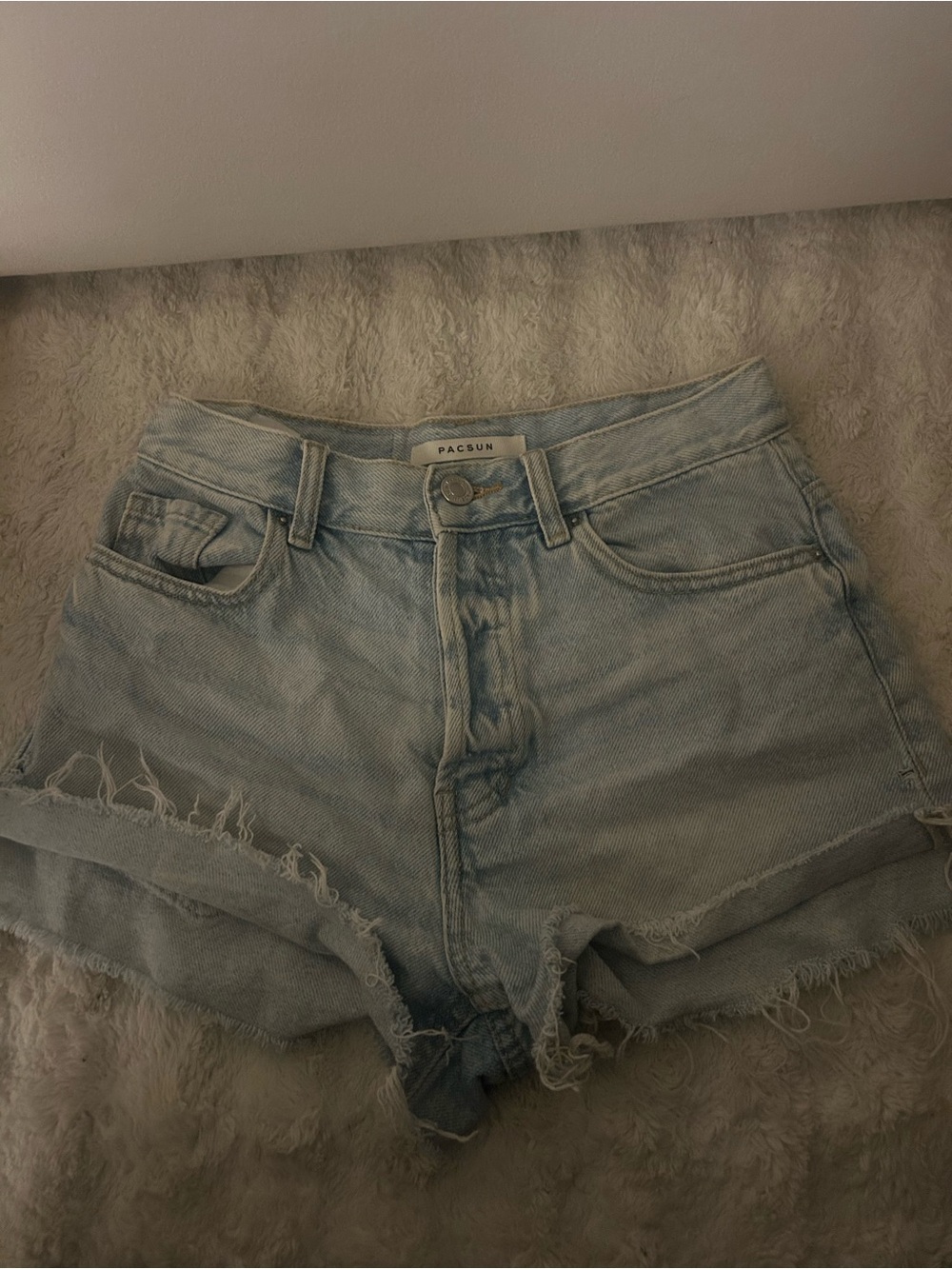 PacSun Light Blue Distressed High-Rise Denim Shorts